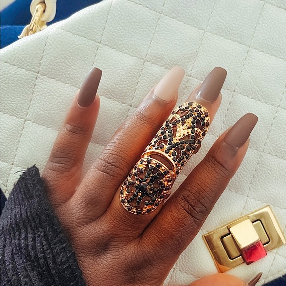 Source Unknown Jewelry - Gold Rhinestone Full Finger Ring